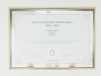 Zertifikat für gute Wasserhygiene